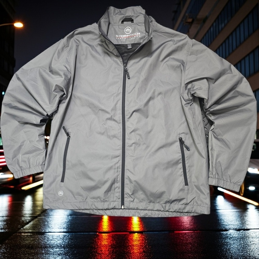 Stormtech Performance Mens XL Grey GSX-1 Full Zip Windbreaker Golf Jacket Logo - Picture 14 of 14